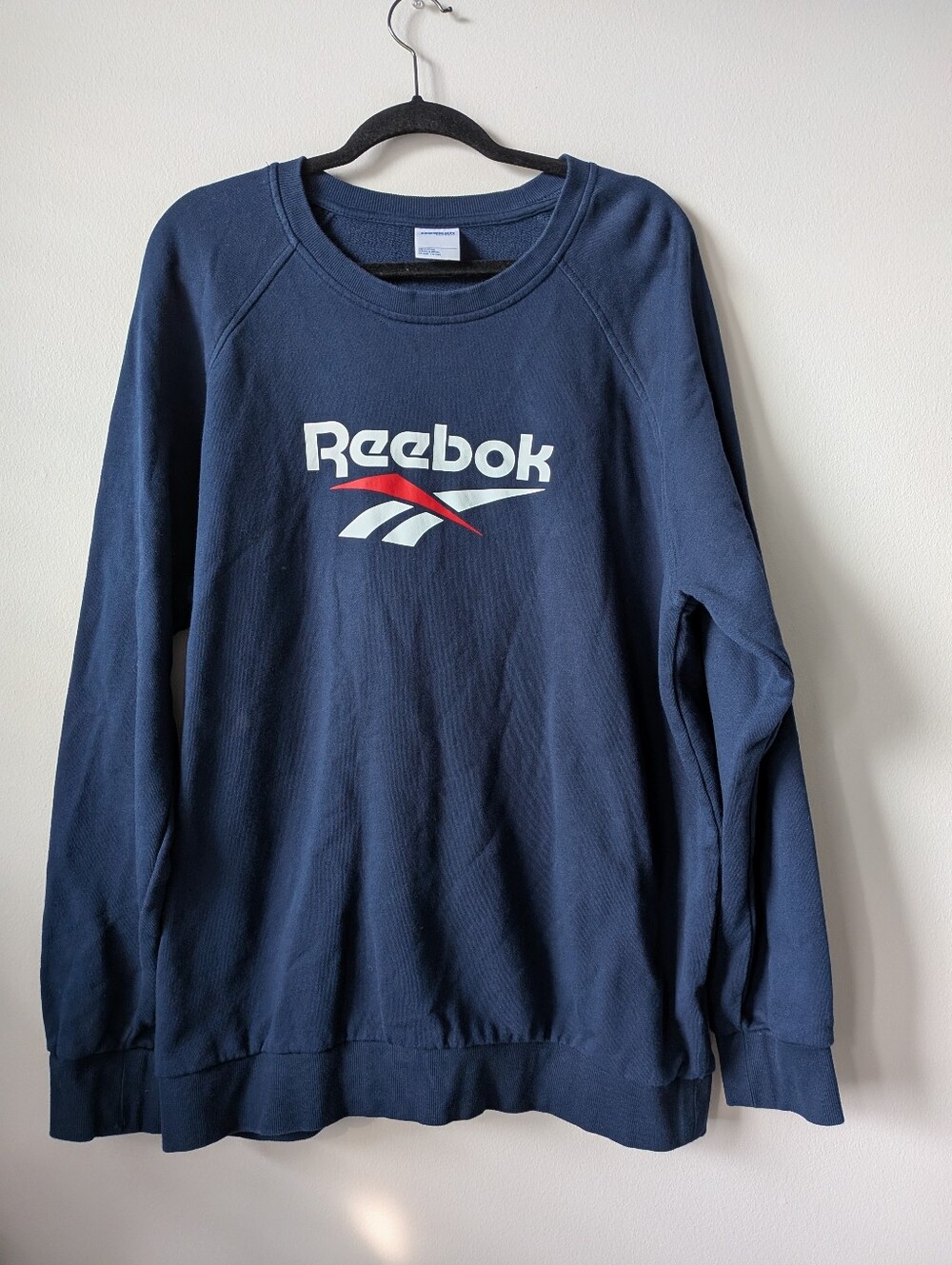Reebok Classic Navy Crewneck Sweatshirt with White and Red Logo